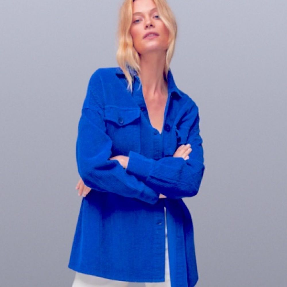 Anthropologie Avec Les Filles oversized blue corduroy Shakett jacket -XS
